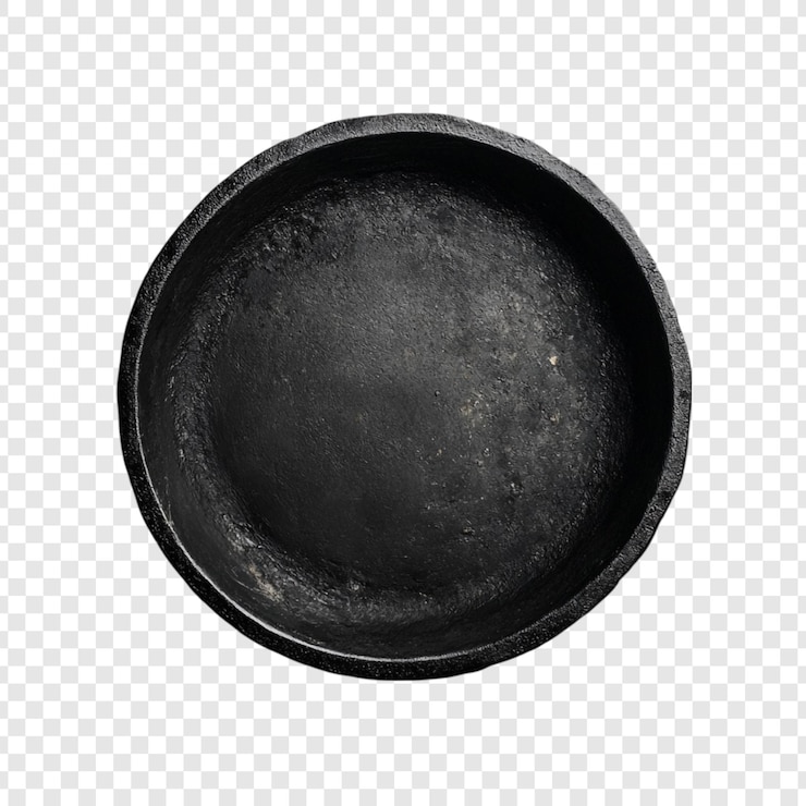 Free PSD a rustic black cast iron pan top view