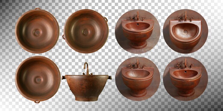 Free PSD rustic clay bowls and sinks collection