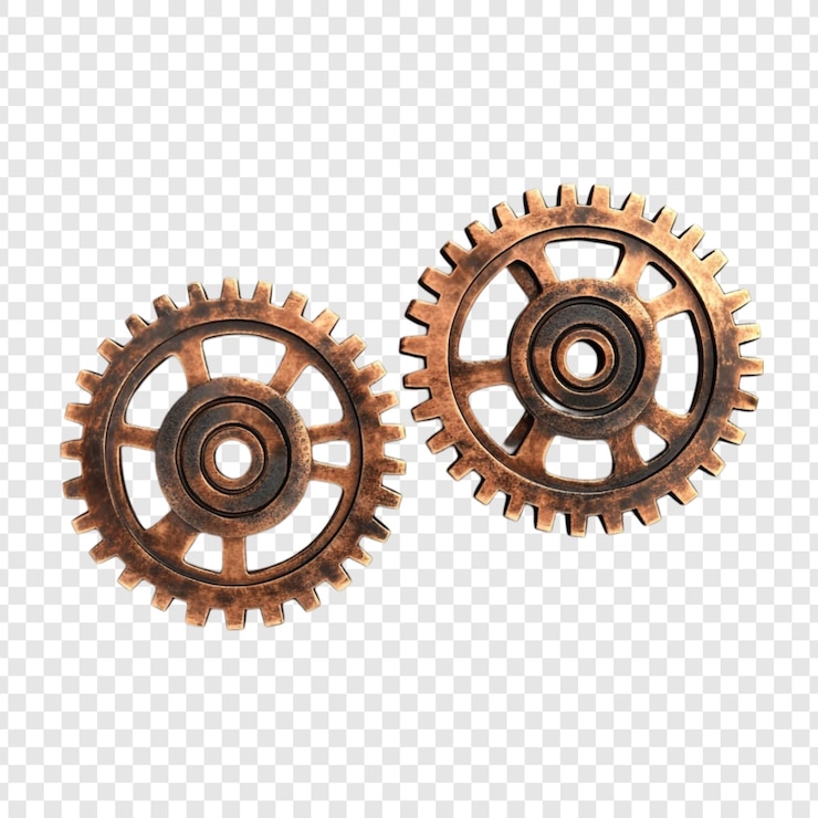 Free PSD rustic copper gears interlocking mechanisms of industry and innovation