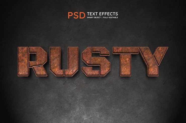 Бесплатный PSD эффект стиля ржавого текста