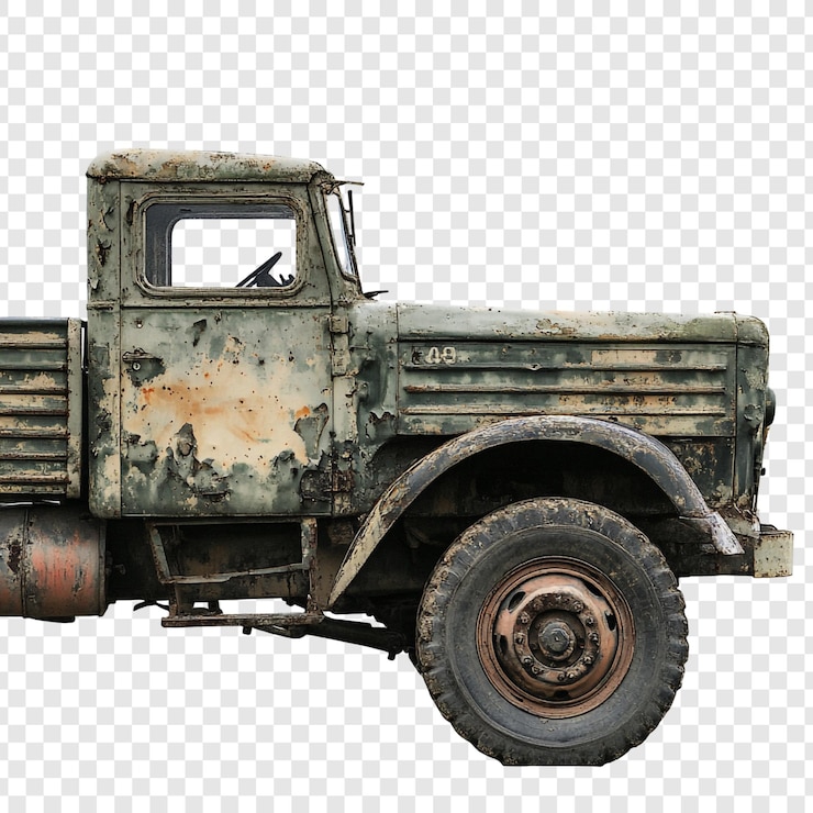 Free PSD rusty vintage military truck profile