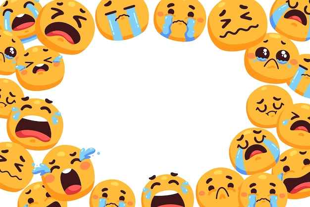 Sad face emoji frame isolated