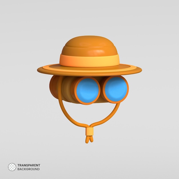 Free PSD safari hat icon isolated 3d render illustration