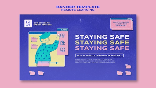 Free PSD safe remote learning banner template