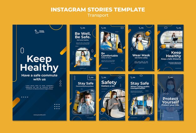 Шаблон историй instagram для безопасного транспорта