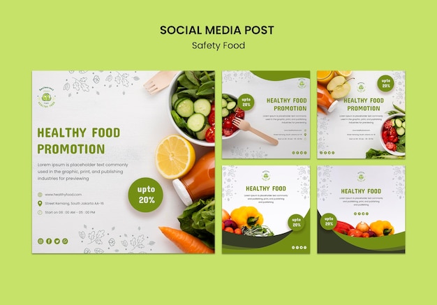 Modello di post sui social media per alimenti di sicurezza