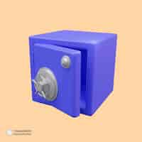 Free PSD safety locker safe box icon isolated 3d render illustration