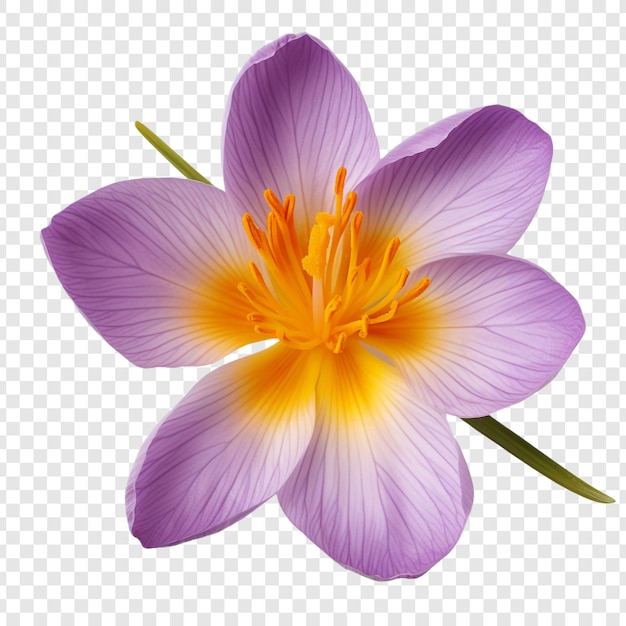 Saffron crocus flower isolated on transparent background