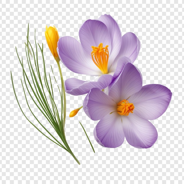 Free PSD saffron crocus flower isolated on transparent background