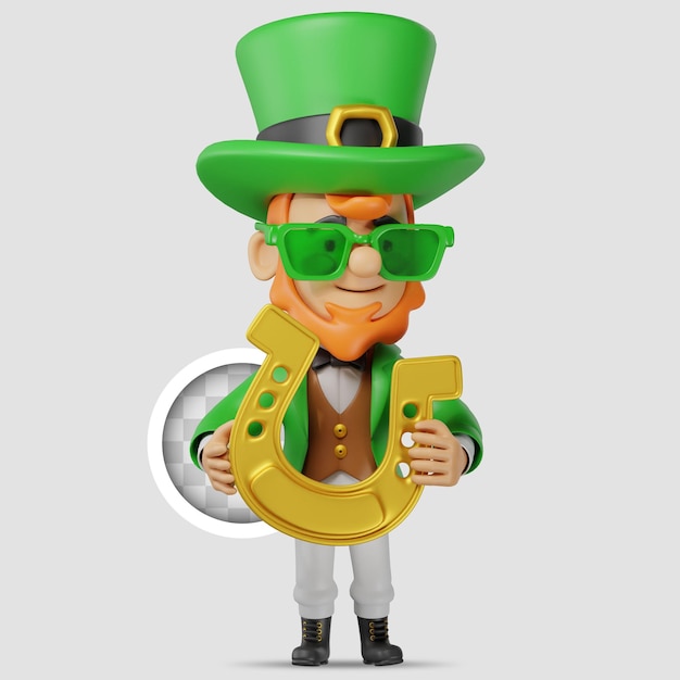 Free PSD saint patrick character horseshoe