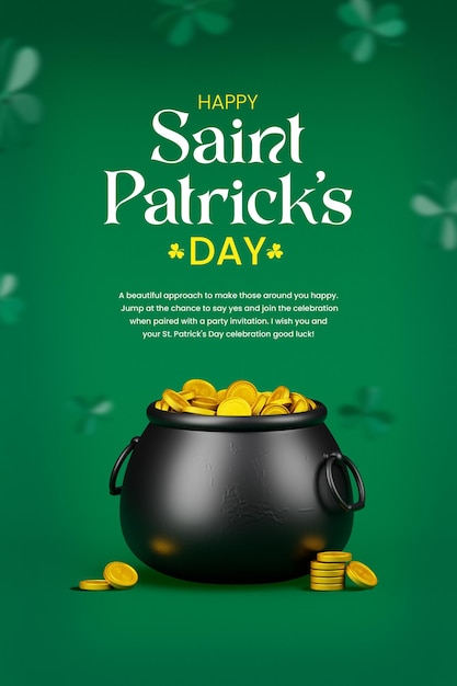 Free PSD saint patrick's day celebration 3d social media stories design template