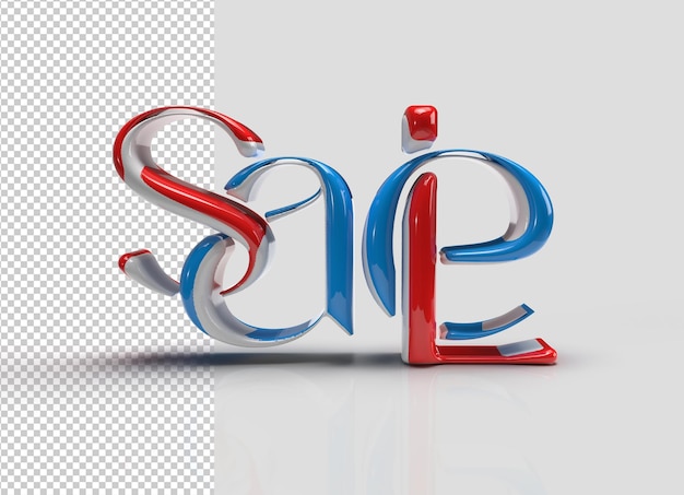 Бесплатный PSD Продажа 3d lettering прозрачный дизайн шрифта psd