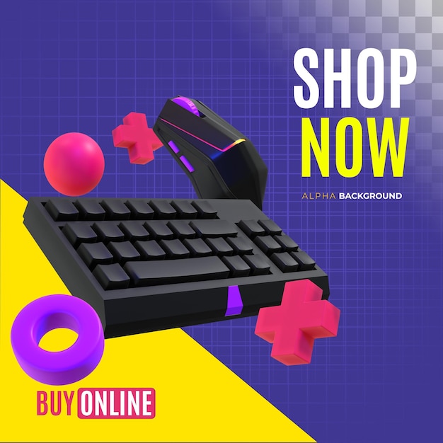 Free PSD sale banner of computer accessories