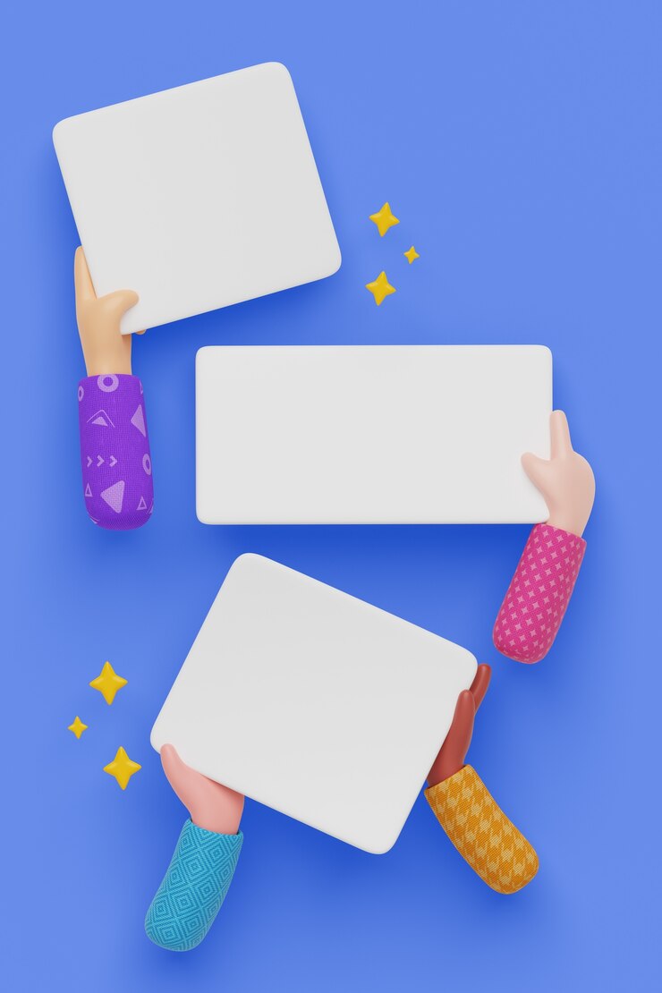 Free PSD sale blank banners held by hands background