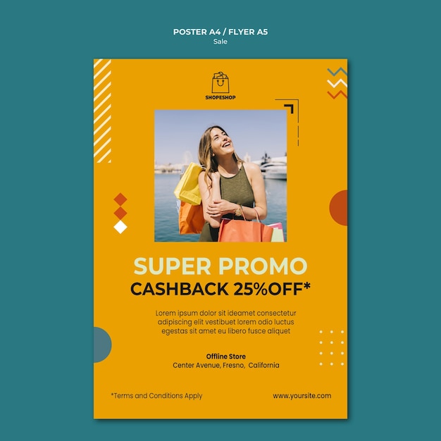 Free PSD sale concept poster template