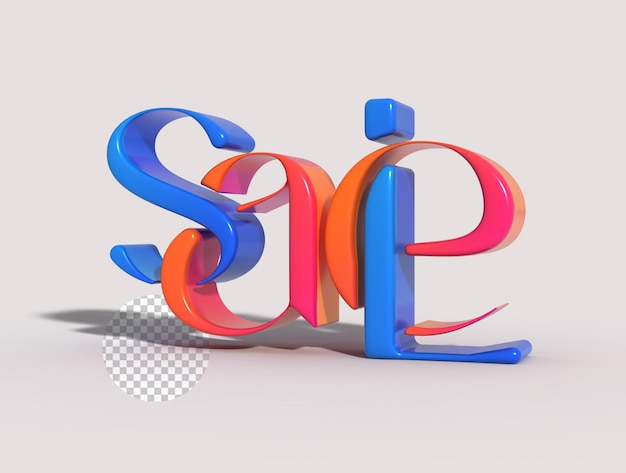 Скидка на продажу баннер 3d lettering прозрачный дизайн шрифта psd