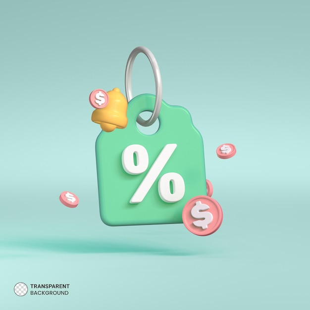 Sale Discount Coupon Tag icon Isolated 3d render Illustration