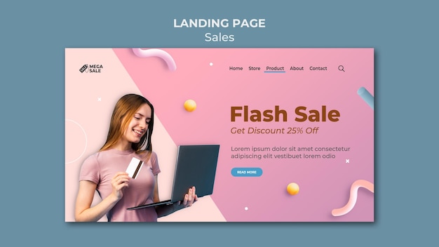 Free PSD sale landing page design template