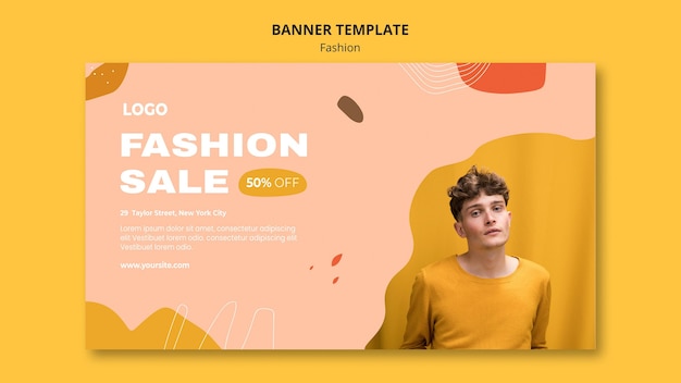 PSD gratuito modello di banner di moda maschile di vendita