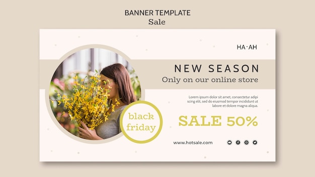 Free PSD sale offer horizontal banner template