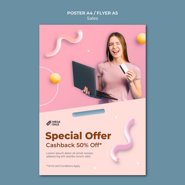 Free PSD sale poster and flyer design template