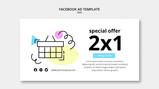 Sale social media promo template with hand drawn design