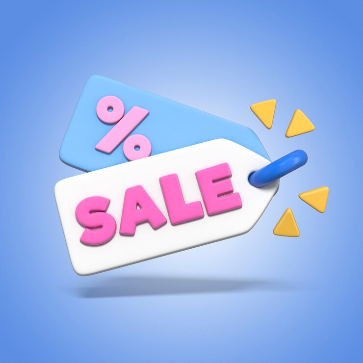 Free PSD sale tag 3d rendering