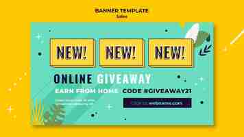 Free PSD sales banner template with bright colors