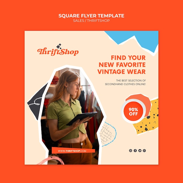 Free PSD sales concept square flyer template