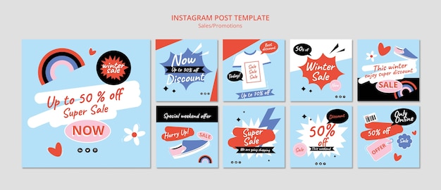 Free PSD sales discount instagram posts template