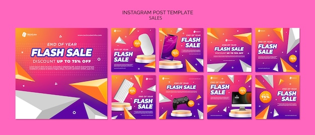 PSD gratuito modello di post di instagram per sconti sulle vendite