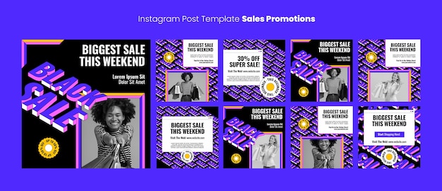 Free PSD sales discount instagram posts template