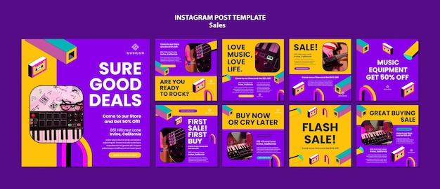 Free PSD sales discount instagram posts template