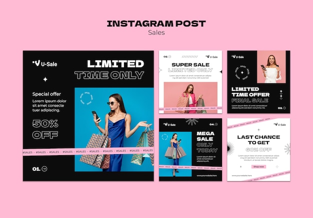 PSD gratuito post di instagram con sconti sulle vendite