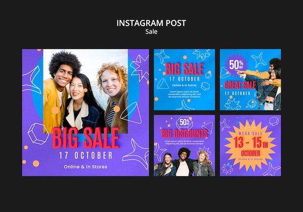 Free PSD sales discount  instagram posts