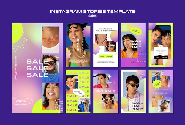 PSD gratuito modello di storie di instagram con sconti sulle vendite