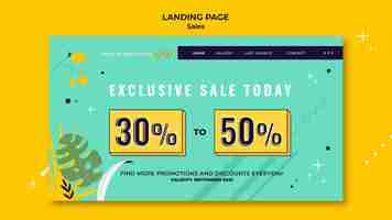 Free PSD sales landing page template with bright colors