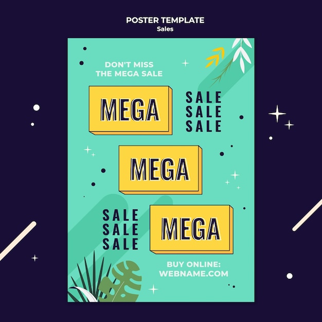 Free PSD sales poster template with bright colors