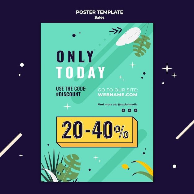 Sales poster template with bright colors