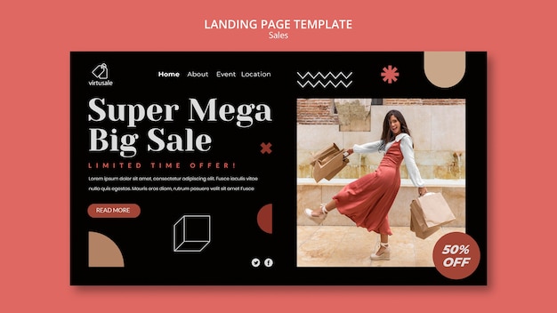 Free PSD sales template design of landing page