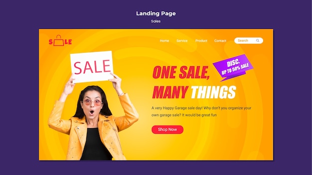 Free PSD sales template design of landing page