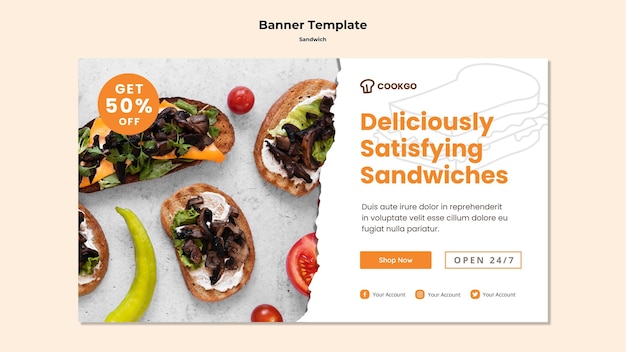 Free PSD sandwich concept banner template