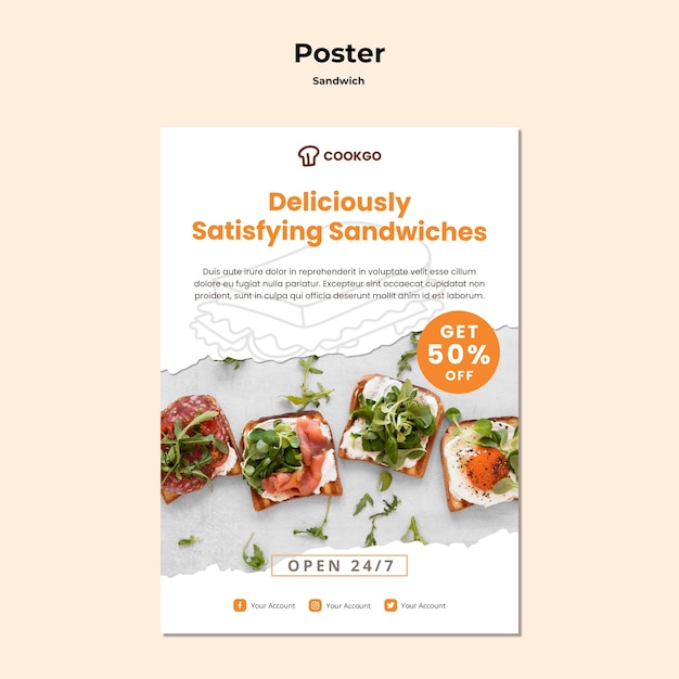 Modello di poster concetto sandwich