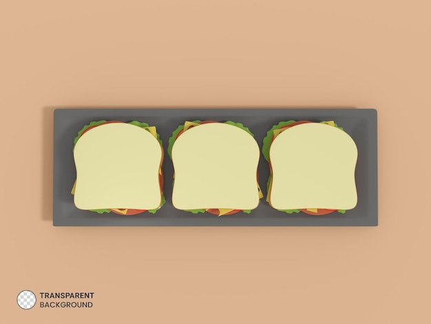 PSD gratuito icona sandwich isolato rendering 3d illustrazione