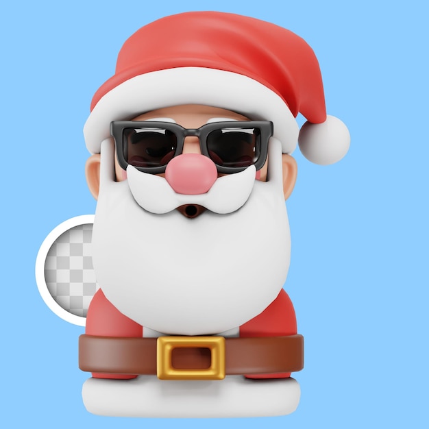 Free PSD santa claus avatar with sunglasses 3d illustration