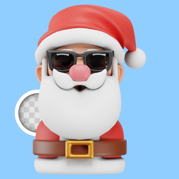 Avatar di babbo natale con occhiali da sole illustrazione 3d