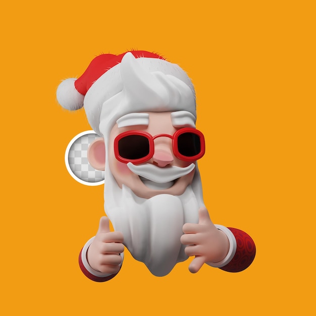 Free PSD santa claus doing cool hands pose. 3d rendering