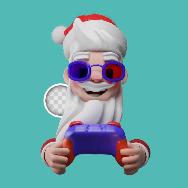 Santa claus having fun with video games. 3d rendering