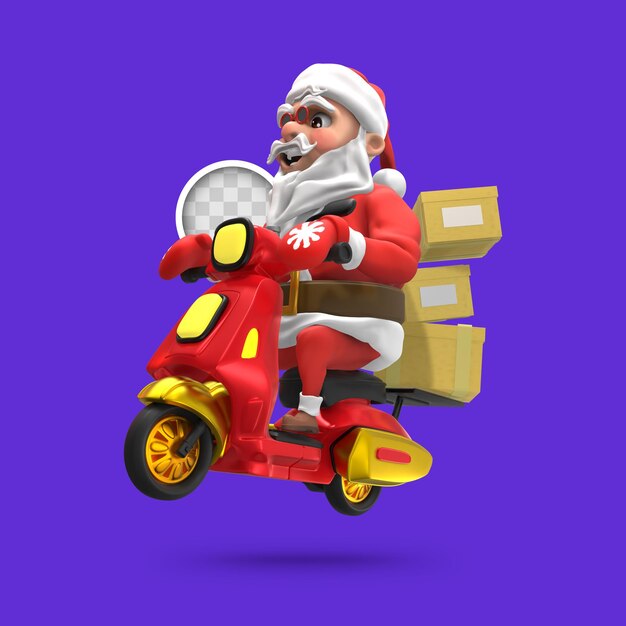 Santa Claus with fast delivery. 3d rendering