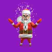 Free PSD santa claus with snow. 3d rendering